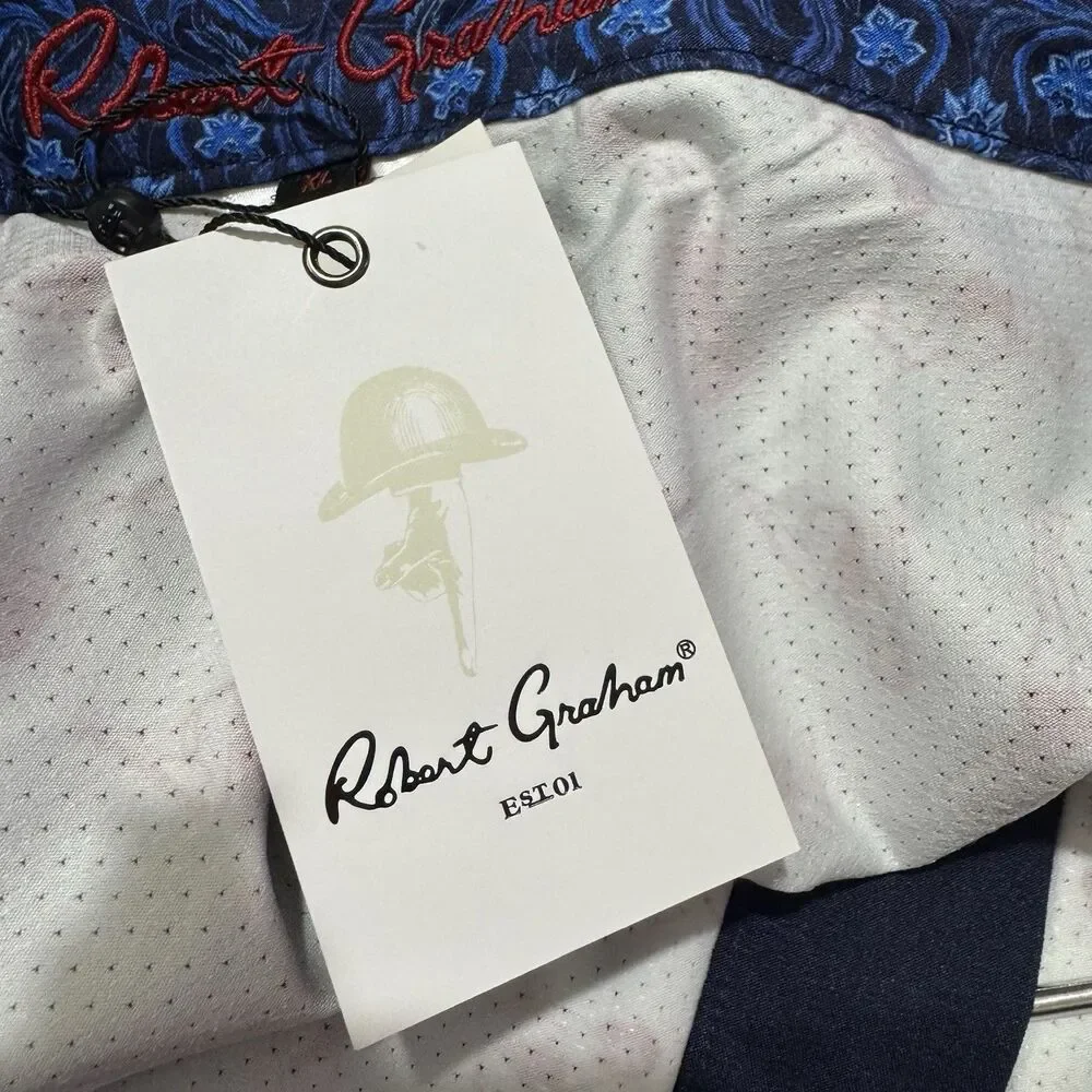 ROBERT GRAHAM Swim Trunks Men's Sz XL Navy Blue Blazer Board Shorts NWT